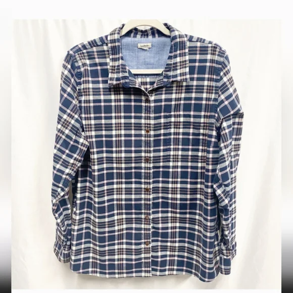 Chemise Type Polo L.L.Bean Fille – Bleu, Manches Longues, Coton, Taille M (occasion)